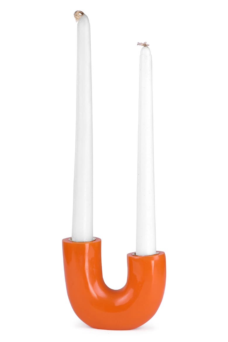 Modern U-Shape Resin Candle Holder, Main, color, DARK ORANGE