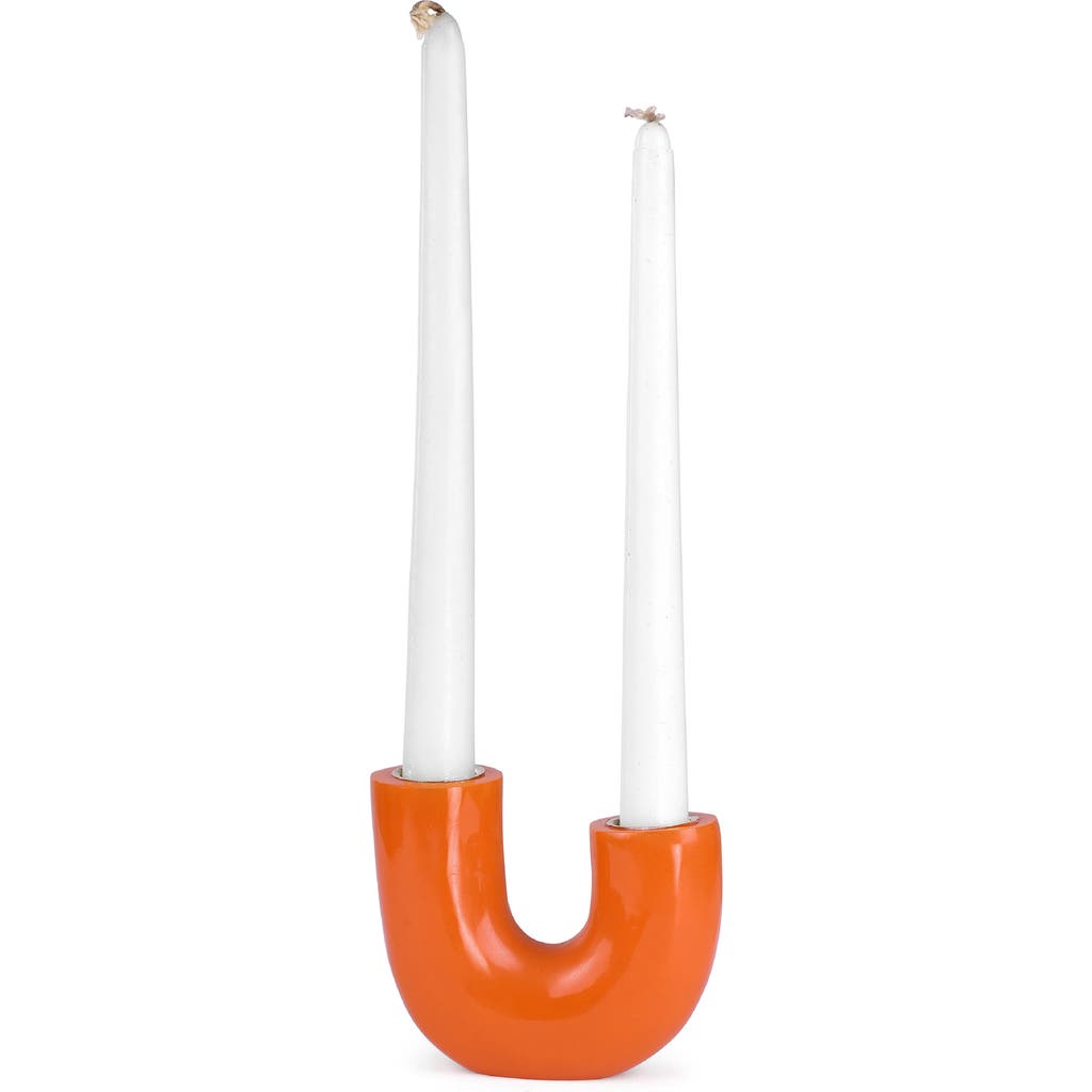 Casa Amarosa Modern U-Shape Resin Candle Holder in Dark Orange  product