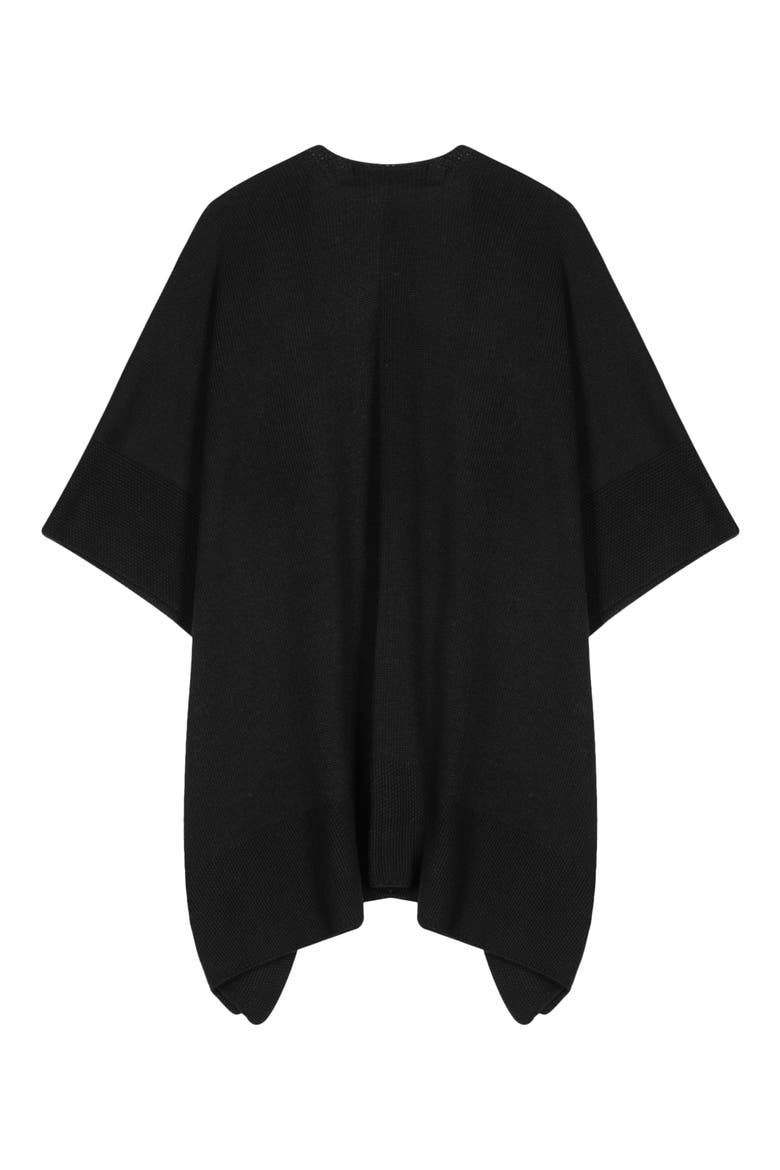 Textured Edge Knit Ruana, Alternate, color, BLACK