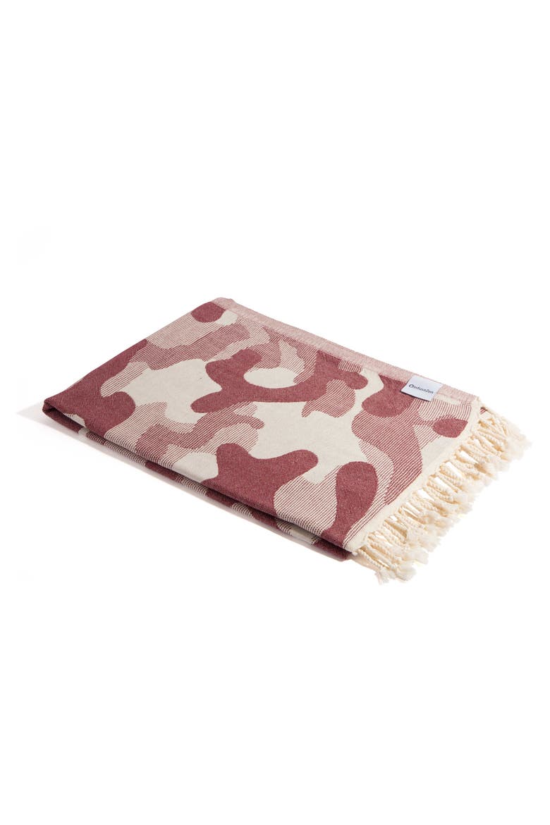 Camo Print Organic Sand Resistant Reversible Turkish Towel, Alternate, color, Burgundy