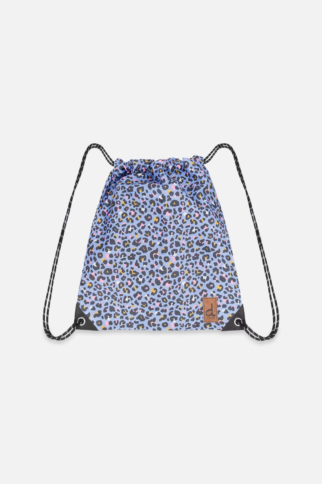 Drawstring Bag, Main, color, Blue Leopard Print