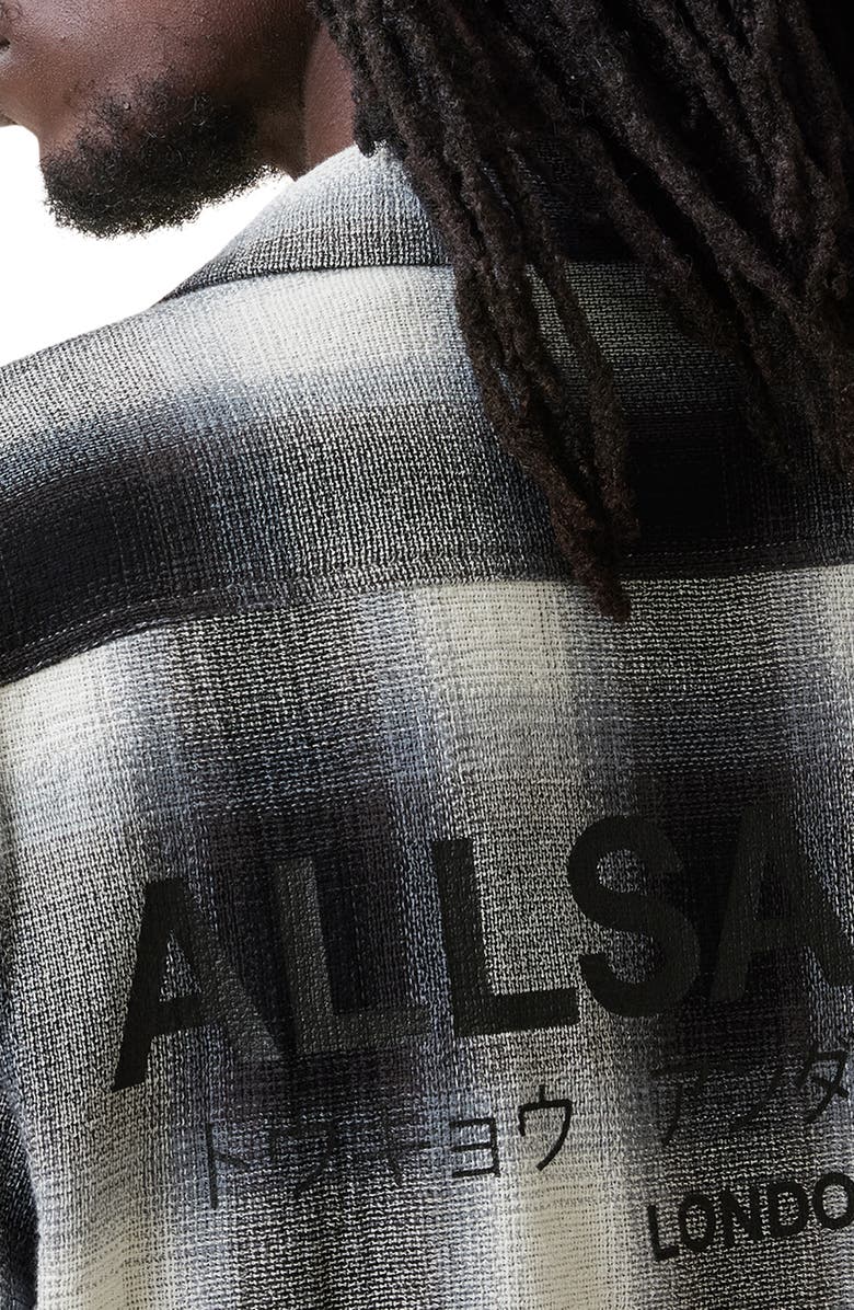 AllSaints Underfade Cotton Blend Flannel Button-Up Shirt, Alternate, color, 