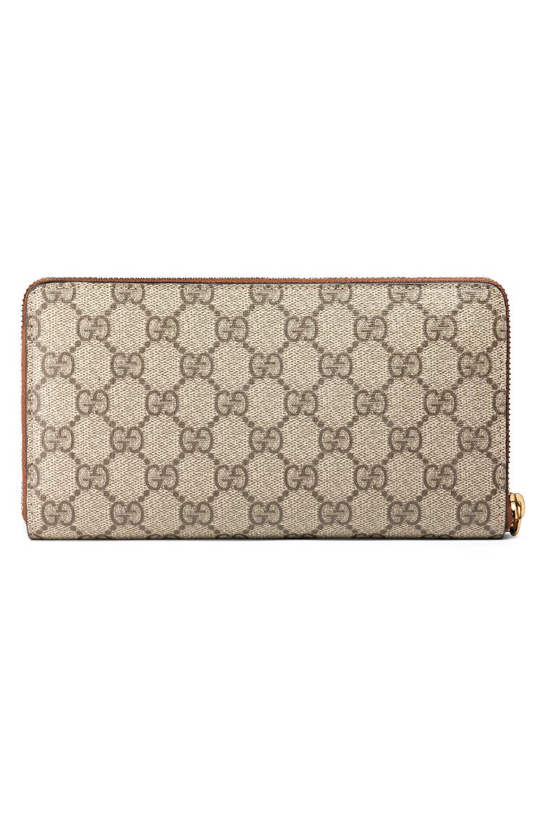 Linea GG Supreme Canvas Zip Around Wallet, Alternate, color, BEIGE EBONY/ CUIR