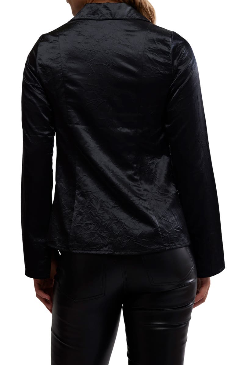 Free People Star Eyes Crinkle Satin Top, Alternate, color, Black