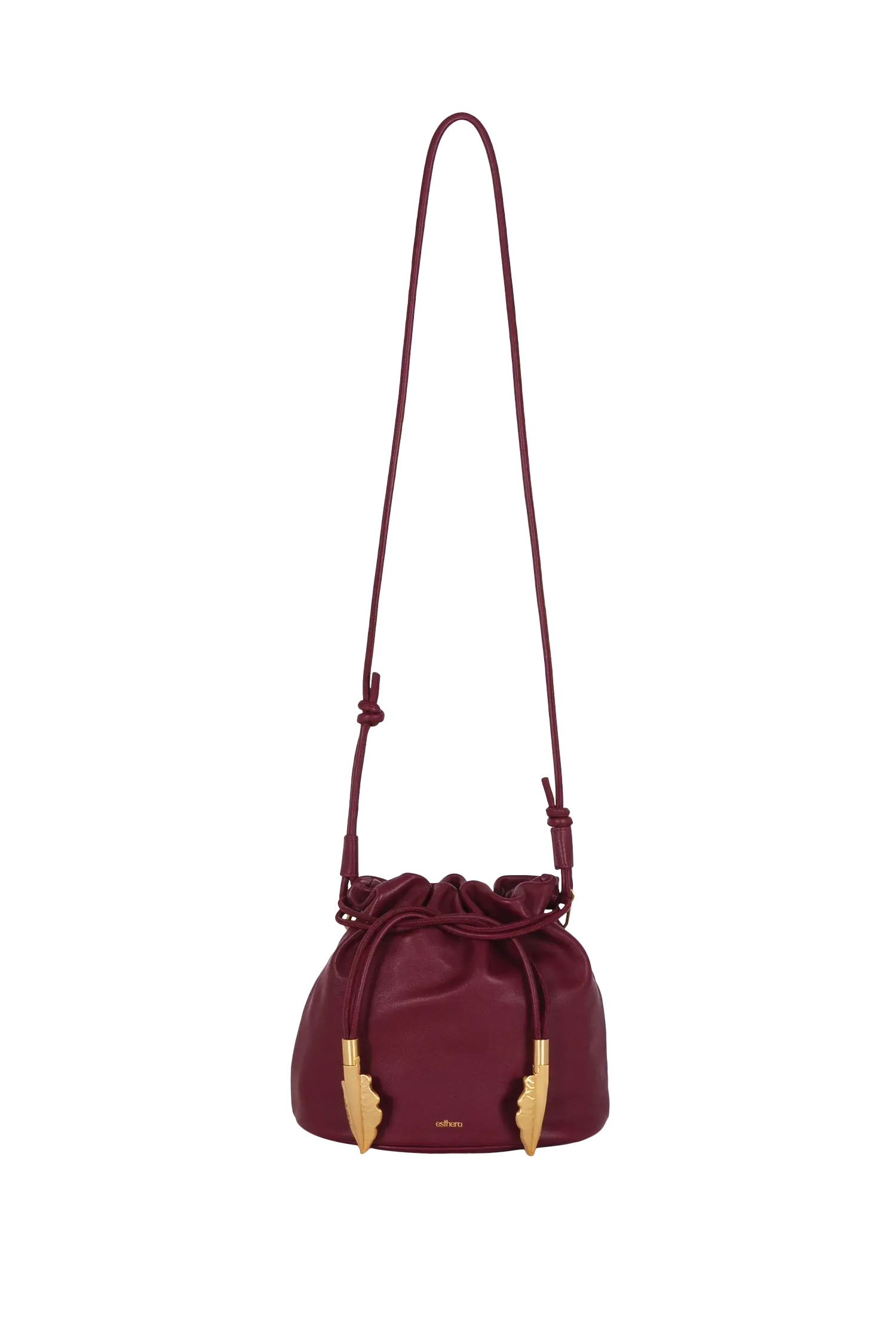 Leather Pouch Bag, Alternate, color, Burgundy