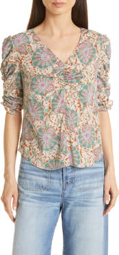 Veronica Beard Henrieta Scarf Print Stretch Silk Top