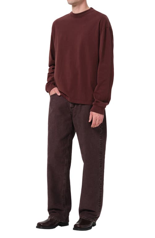 Agolde Asha Long Sleeve Cotton T-shirt In Burgundy
