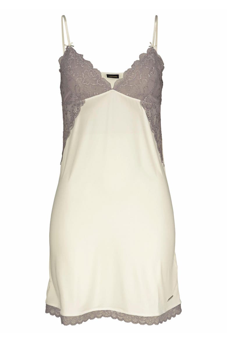 Lace V-Neck Nightgown, Alternate, color, Ecru