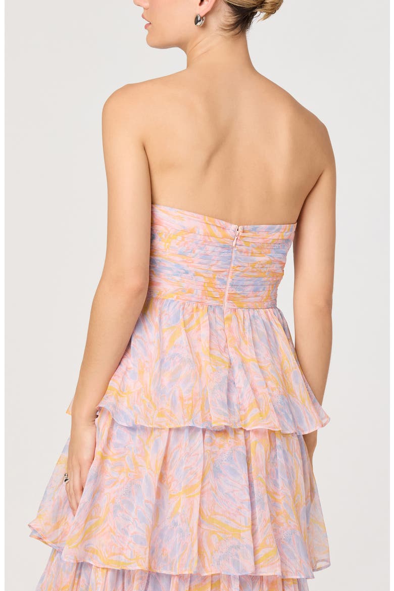 Anisha Strapless Tiered Ruffle Gown, Alternate, color, ORANGE LAVENDER PT