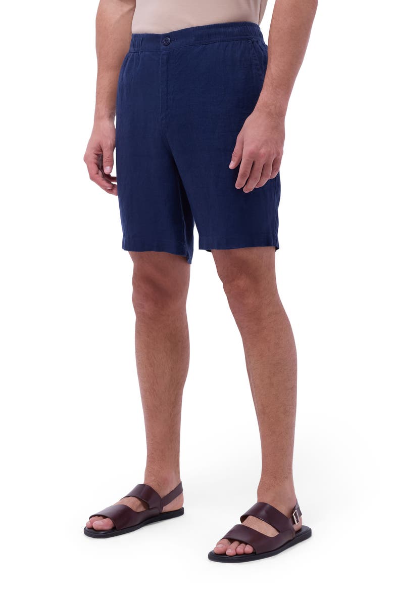 Trent Drawstring Linen Shorts, Main, color, NAVY