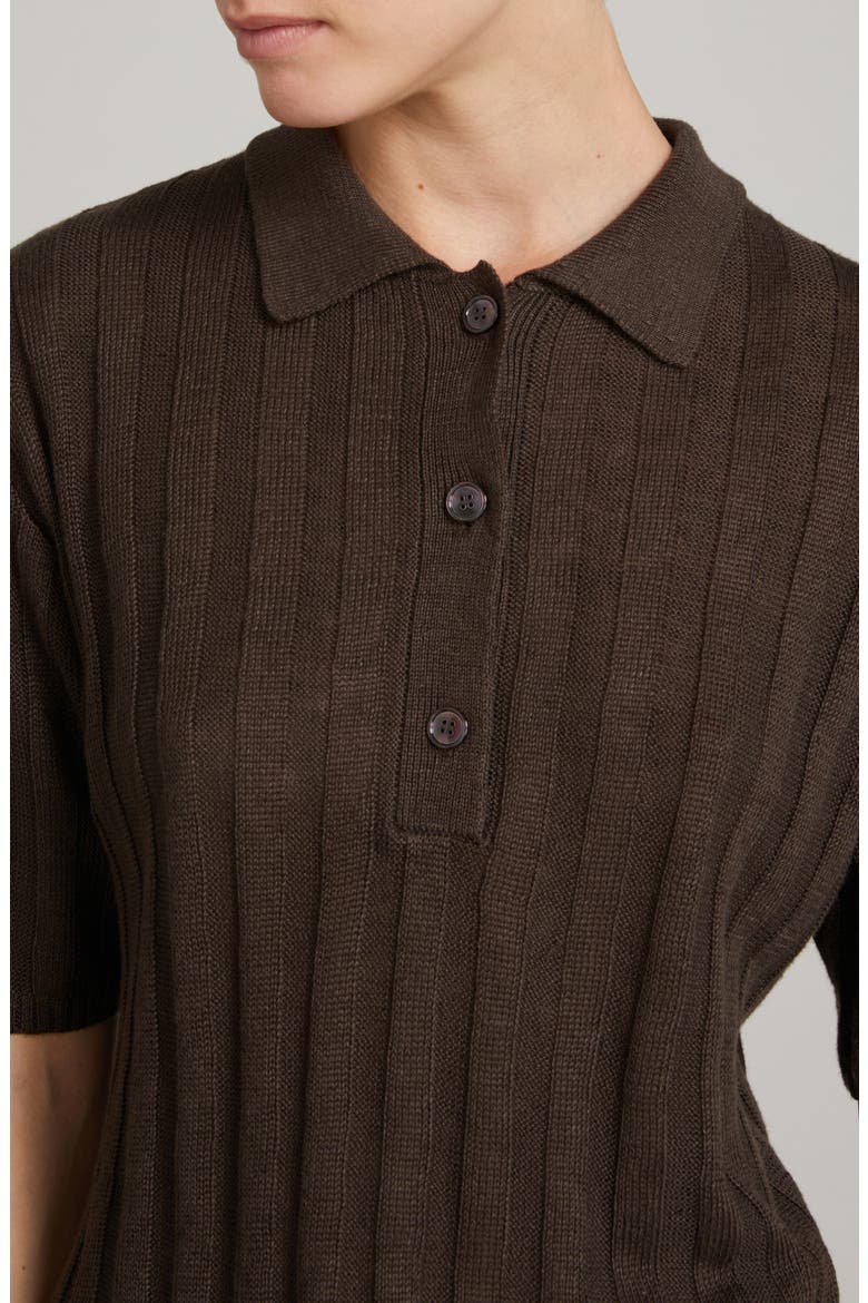 Rivetto Linen Polo, Alternate, color, DARK BROWN