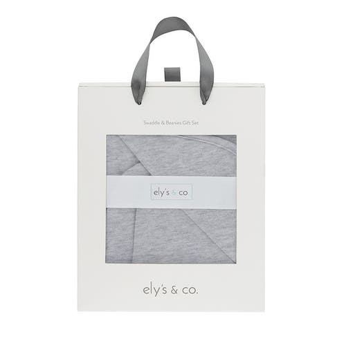 Ely's & Co. Jersey Knit Cotton Swaddle Blanket And Beanie Gift Set In Heather Grey