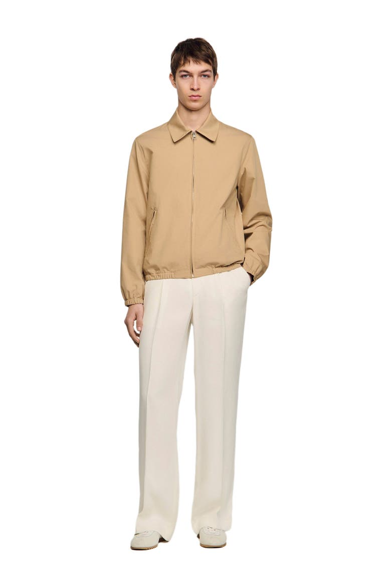 Zip-up cotton jacket, Alternate, color, Sand