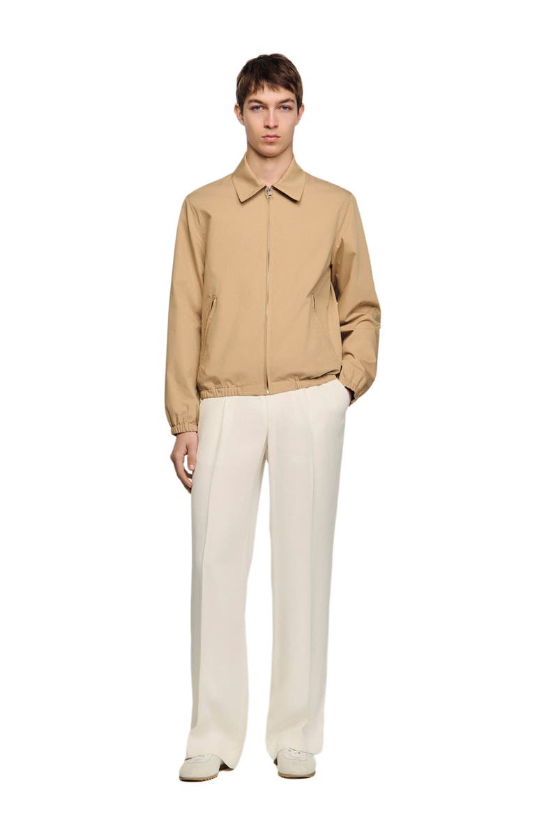 SANDRO Zip-up cotton jacket, Alternate, color, Sand