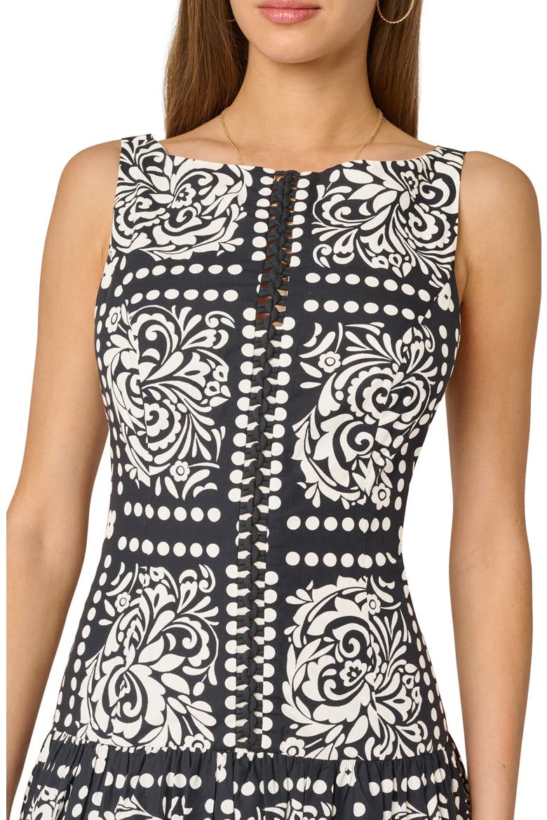 Print Drop Waist Sleeveless Maxi Dress, Alternate, color, BLACK/ IVORY