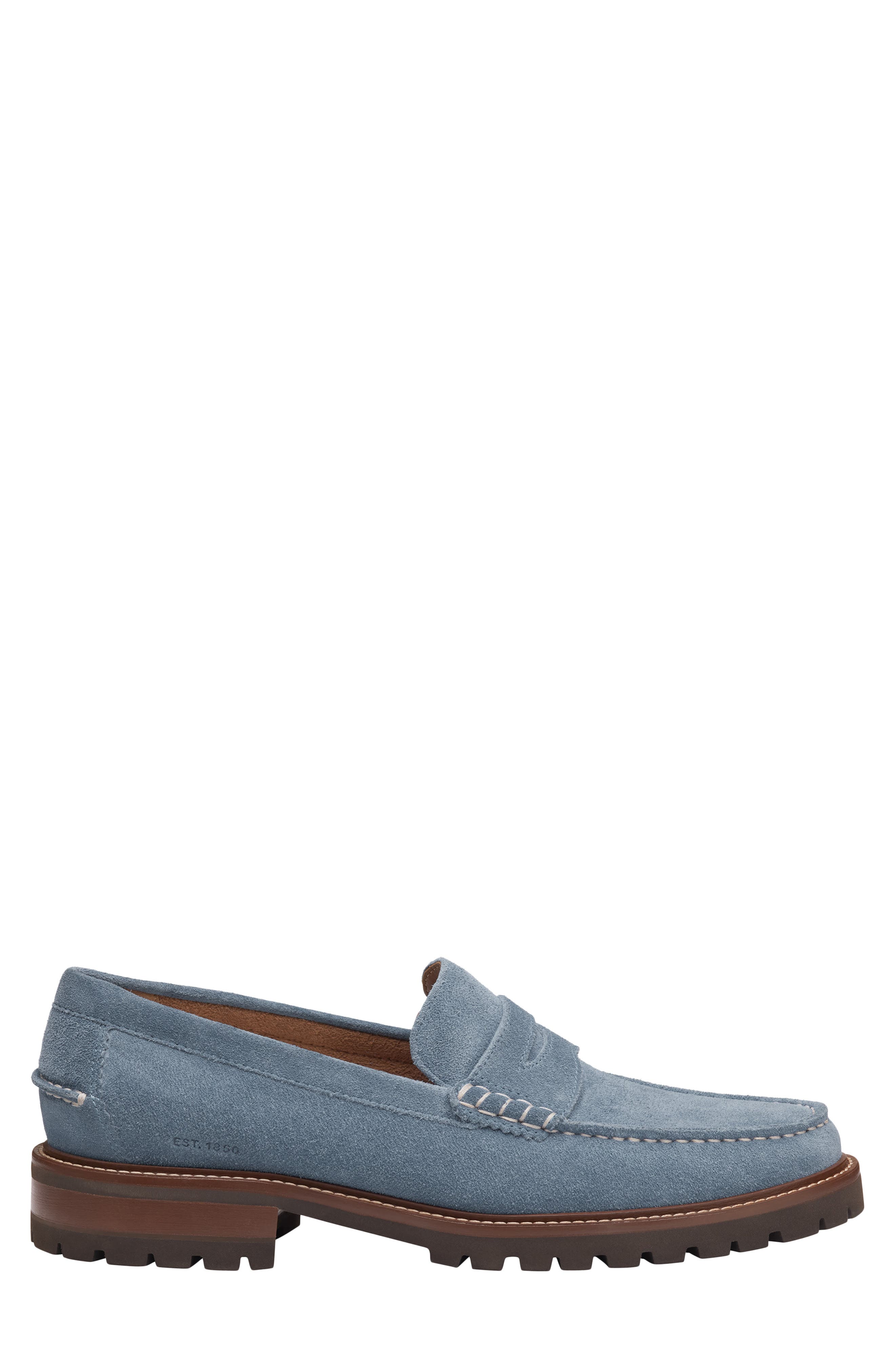 Johnston & Murphy Collier Penny Loafer, Alternate, color, Denim Suede