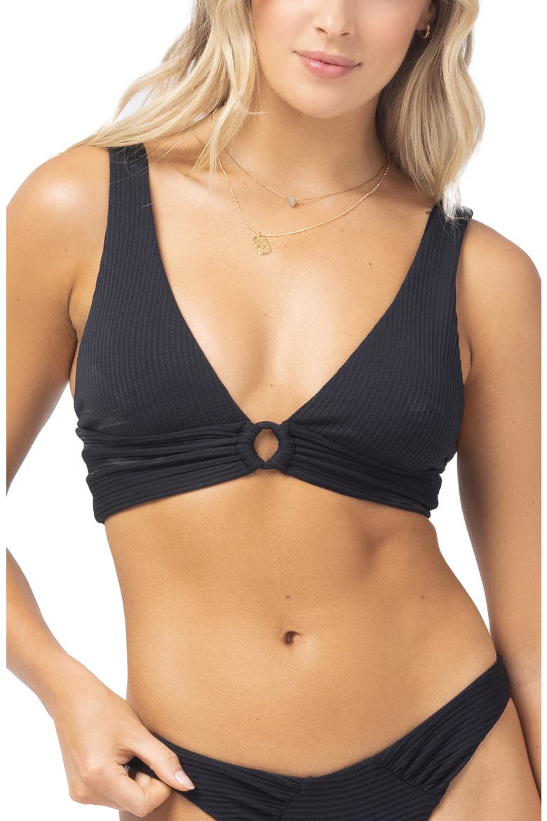 L Space Fisher O-Ring Bikini Top, Main, color, BLACK