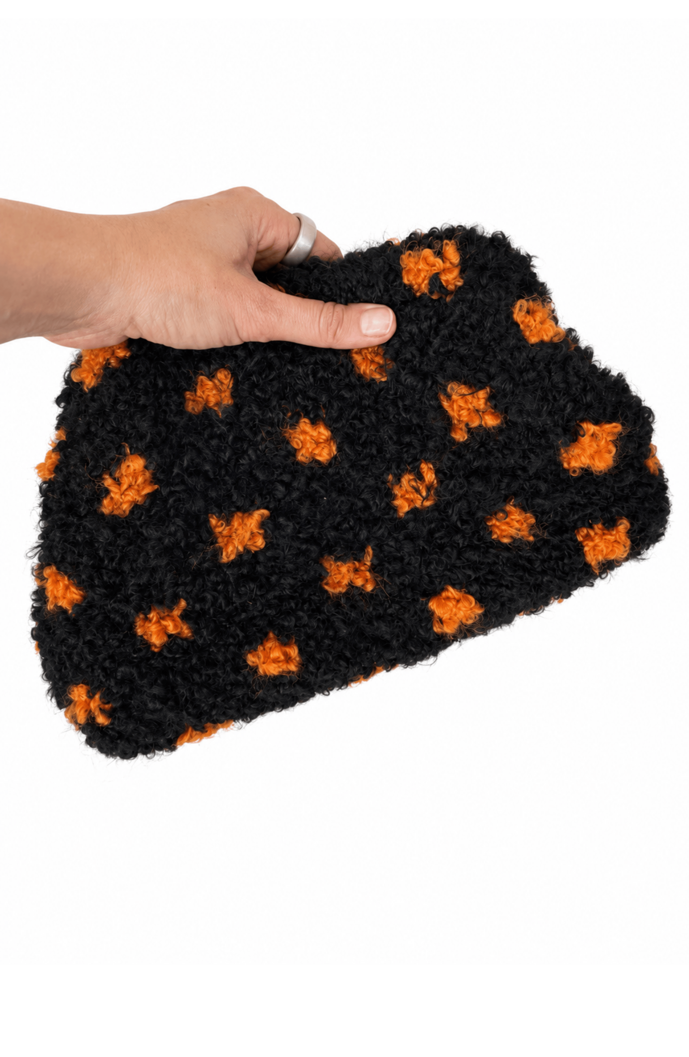Nora Wool Clutch, Alternate, color, Black
