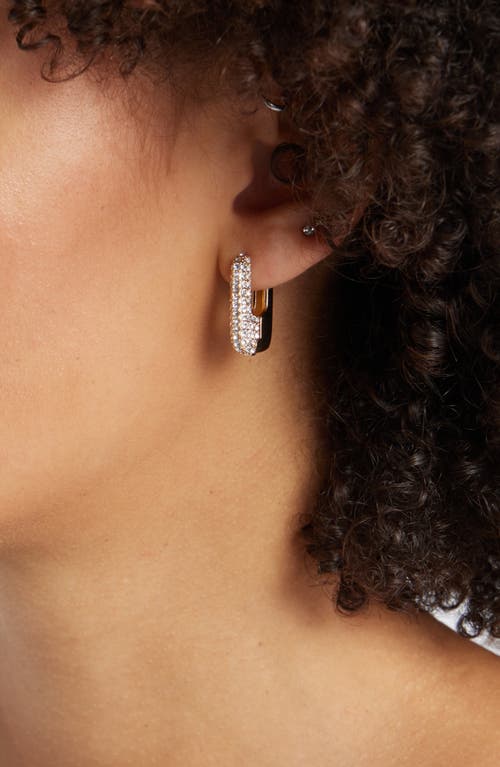 Open Edit Pavé Rectangle Huggie Hoop Earrings In Gold