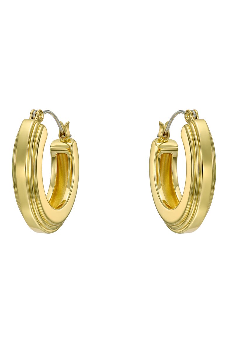 Deena Deco Groove Hoop Earrings, Alternate, color, GOLD TONE
