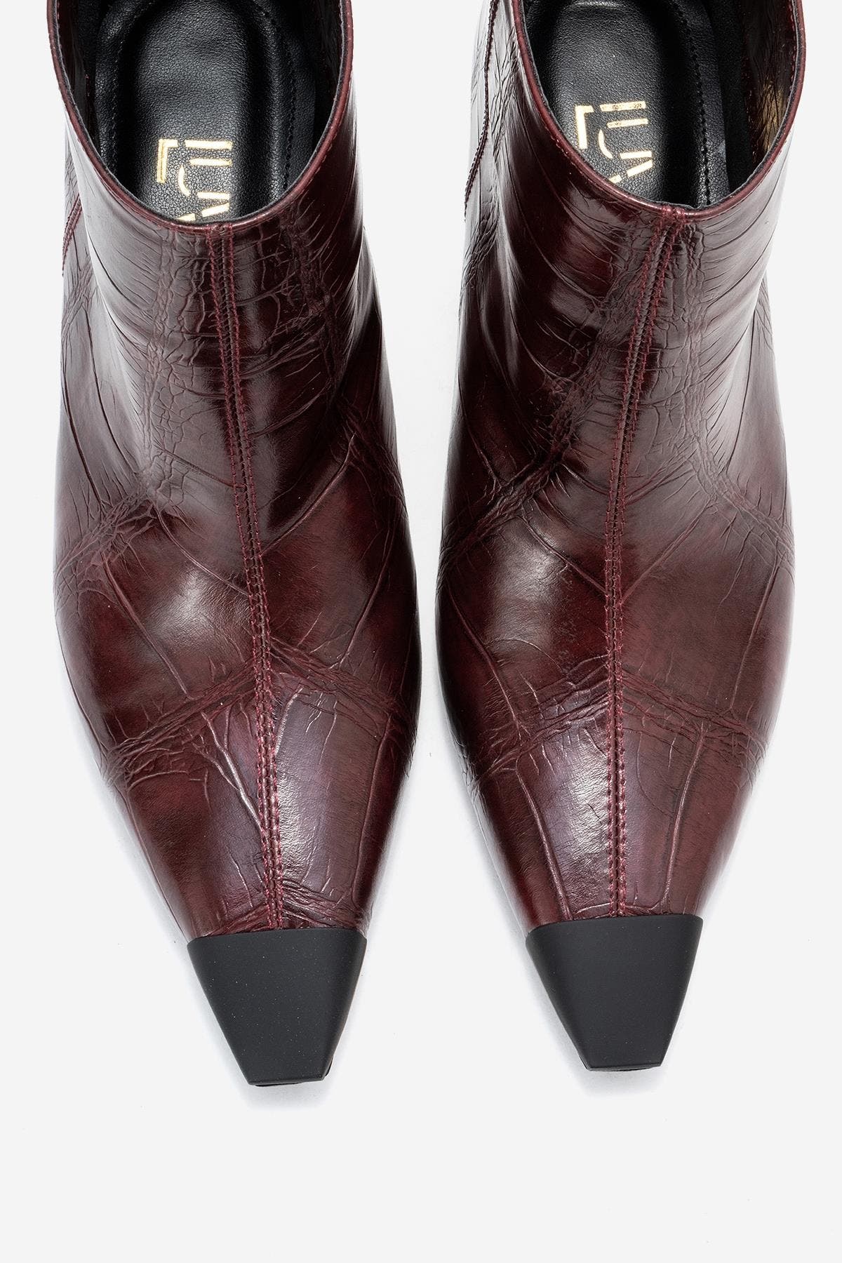 Rassel Pointed Toe Boot, Alternate, color, Burgundy Print Faux Leather