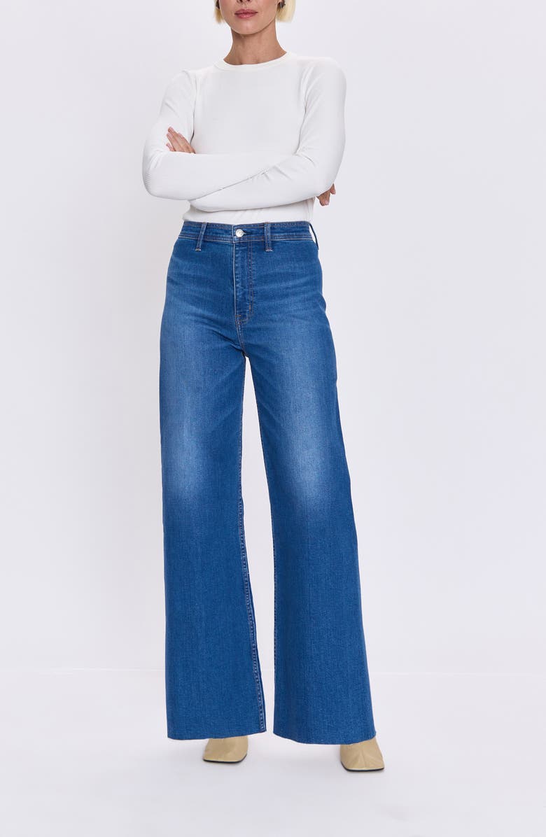Pistola Penny Wide Leg Raw Hem Jeans, Alternate, color, Rooftop