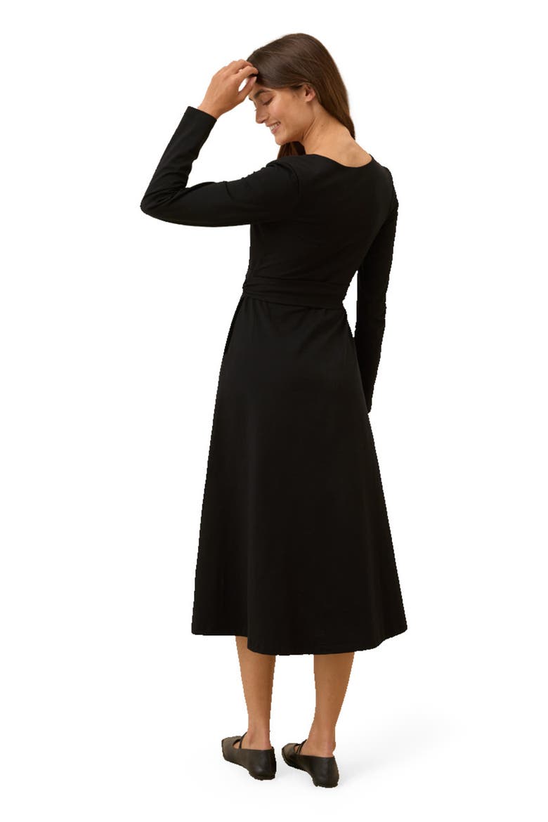 Fit & Flare Wrap Dress Made With Organic Cotton, Alternate, color, Black