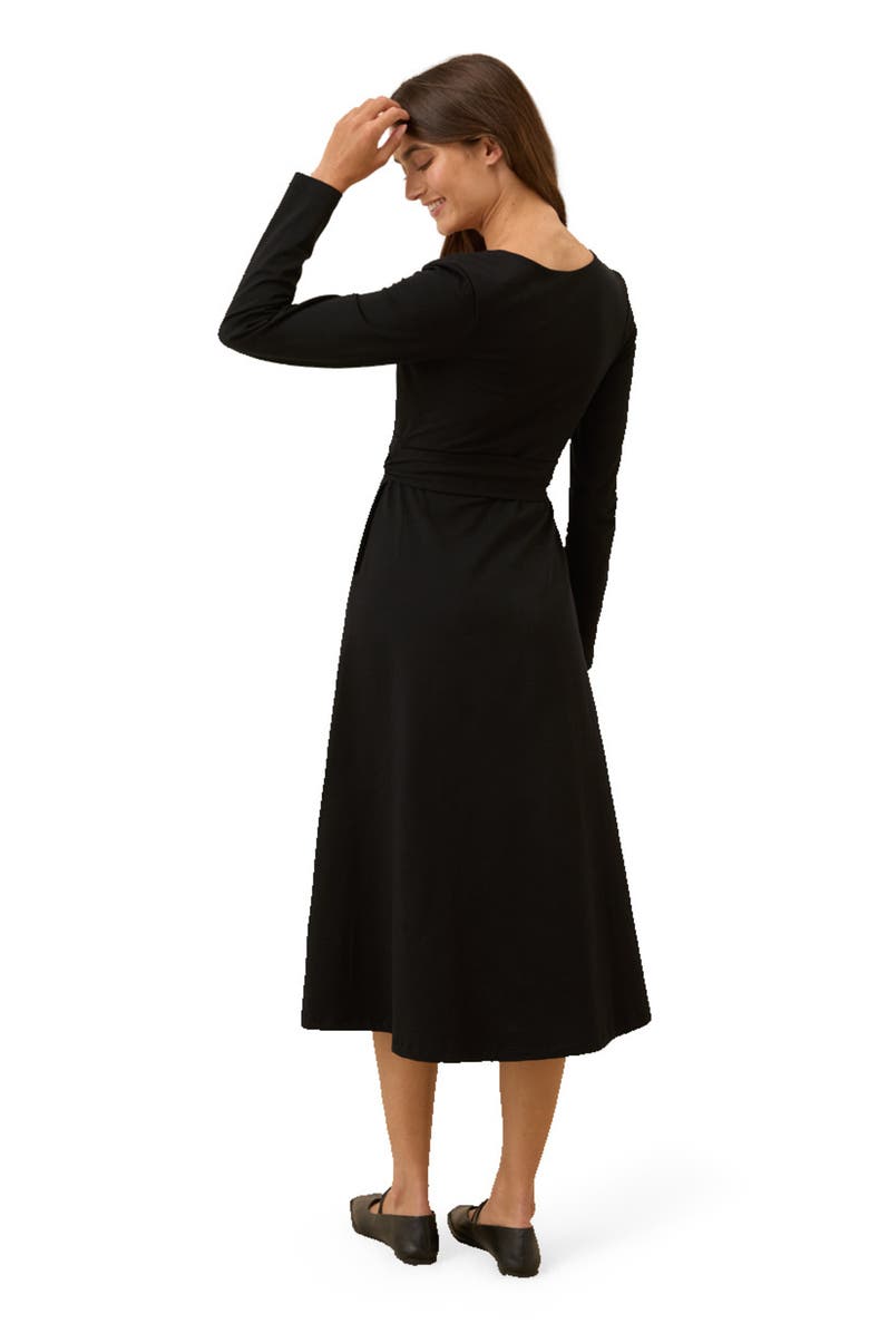 Pact Fit & Flare Wrap Dress Made With Organic Cotton, Alternate, color, Black