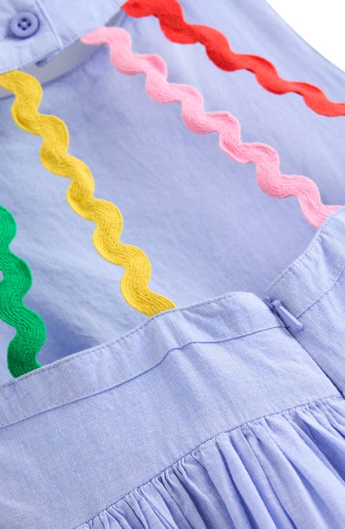 Mini Boden Kids' Harlow Rickrack Trim Dress In End On End/multi Trim