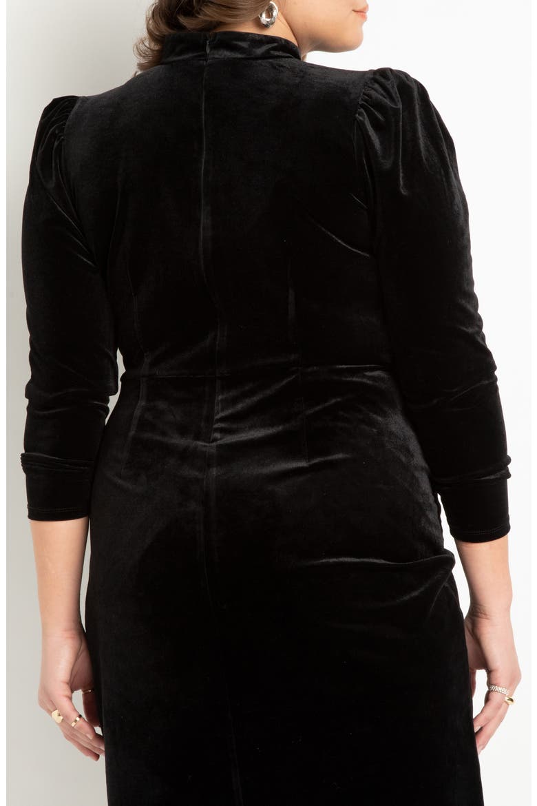 Velvet Mini Dress With Wrap Skirt, Alternate, color, BLACK ONYX