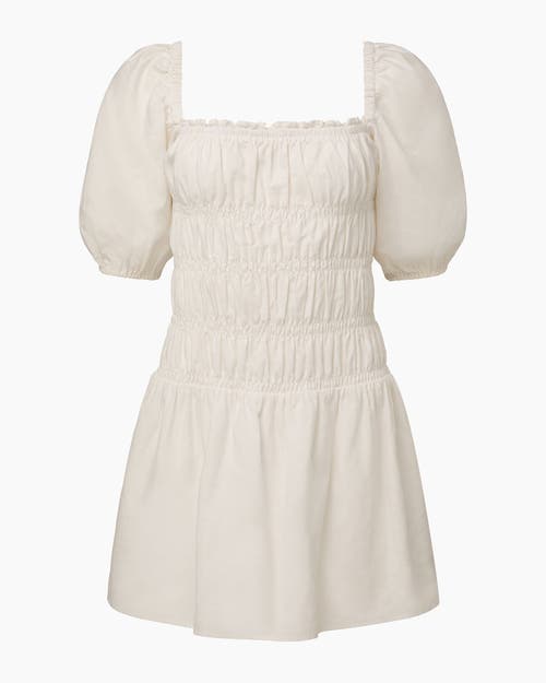 Onia Air Linen Smocked Mini Dress In White
