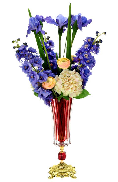 Vibrant Hydrangea and Iris in Vase