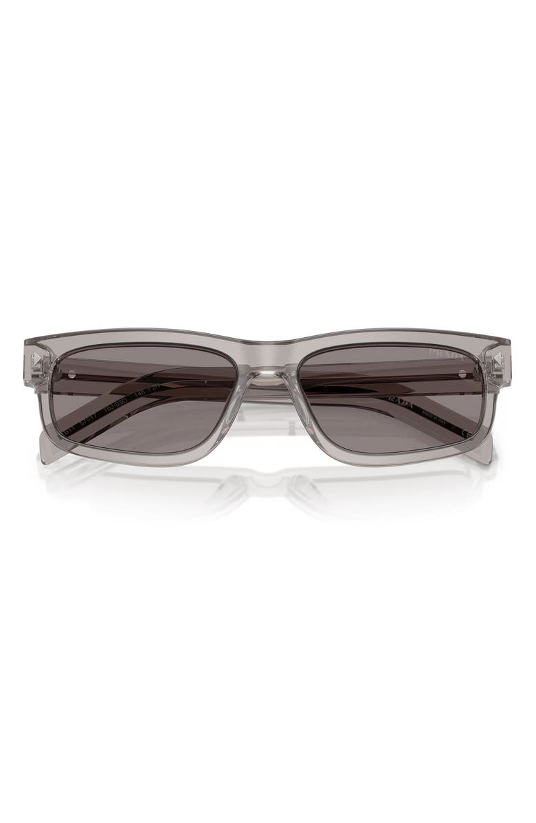 Prada 57mm Rectangular Sunglasses, Alternate, color, Hematite / Grey
