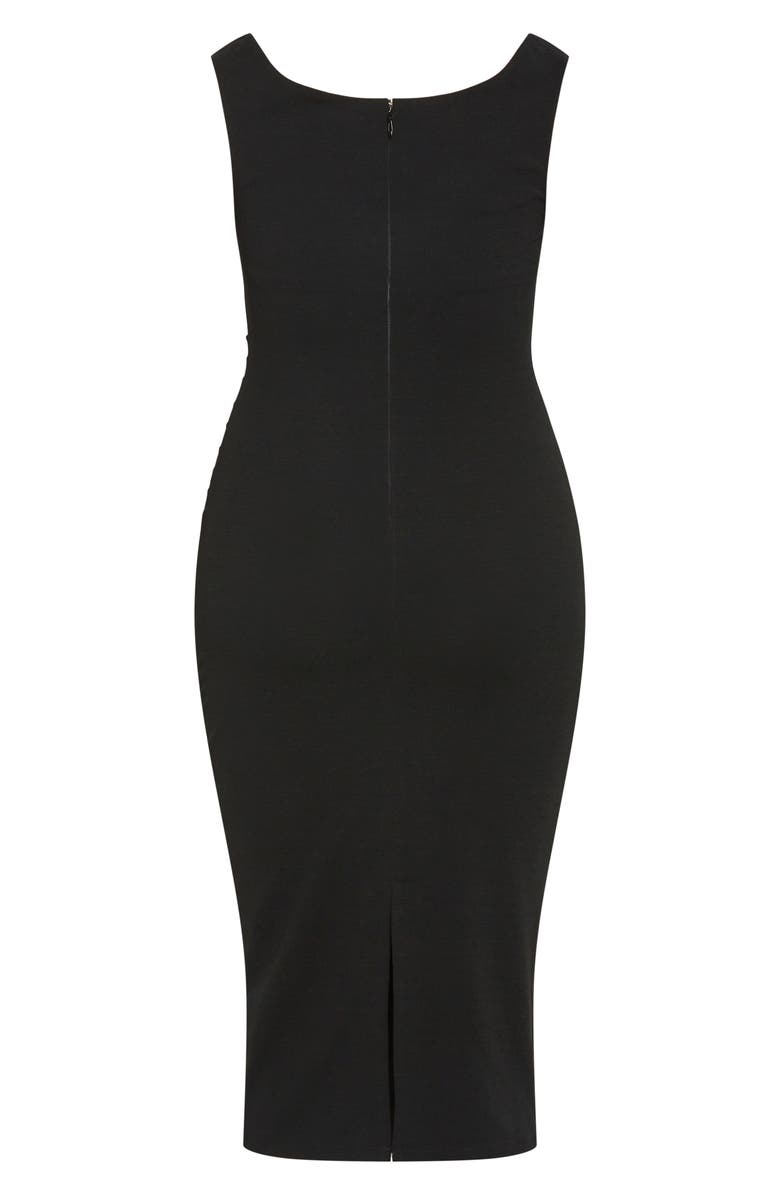 City Chic Kiana Stretch Crepe Sheath Dress, Alternate, color, Black