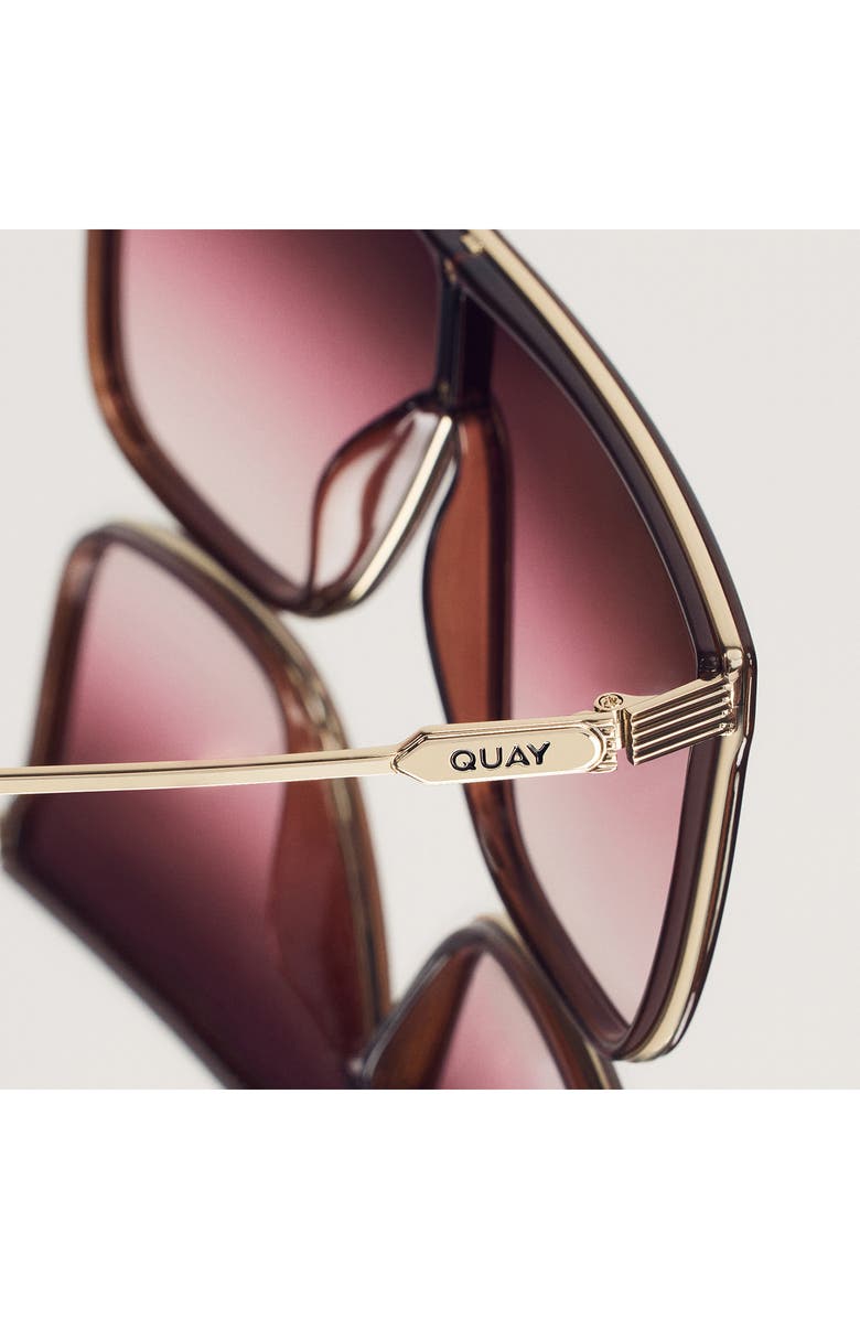 QUAY Nightfall Remixed 138mm Shield Sunglasses, Alternate, color, Dark Brown/ Rouge Glow