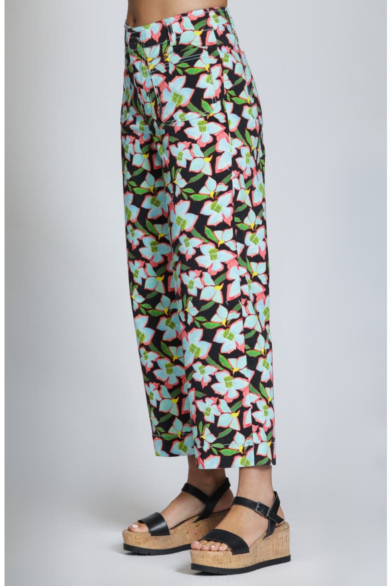 Print Wide Leg Ankle Jeans, Alternate, color, TURQUOISE MULTI