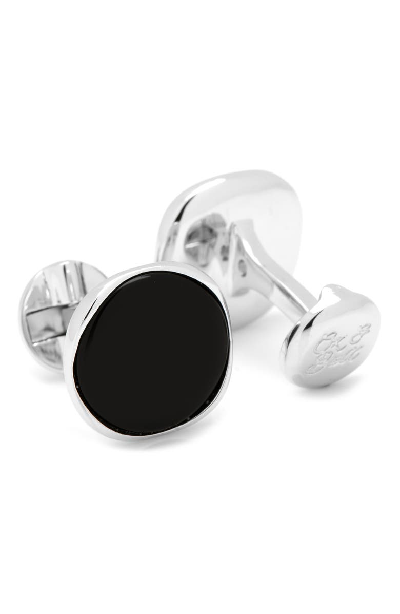 Cufflinks, Inc. Stone Inlay Round Cuff Links, Alternate, color, Black Onyx