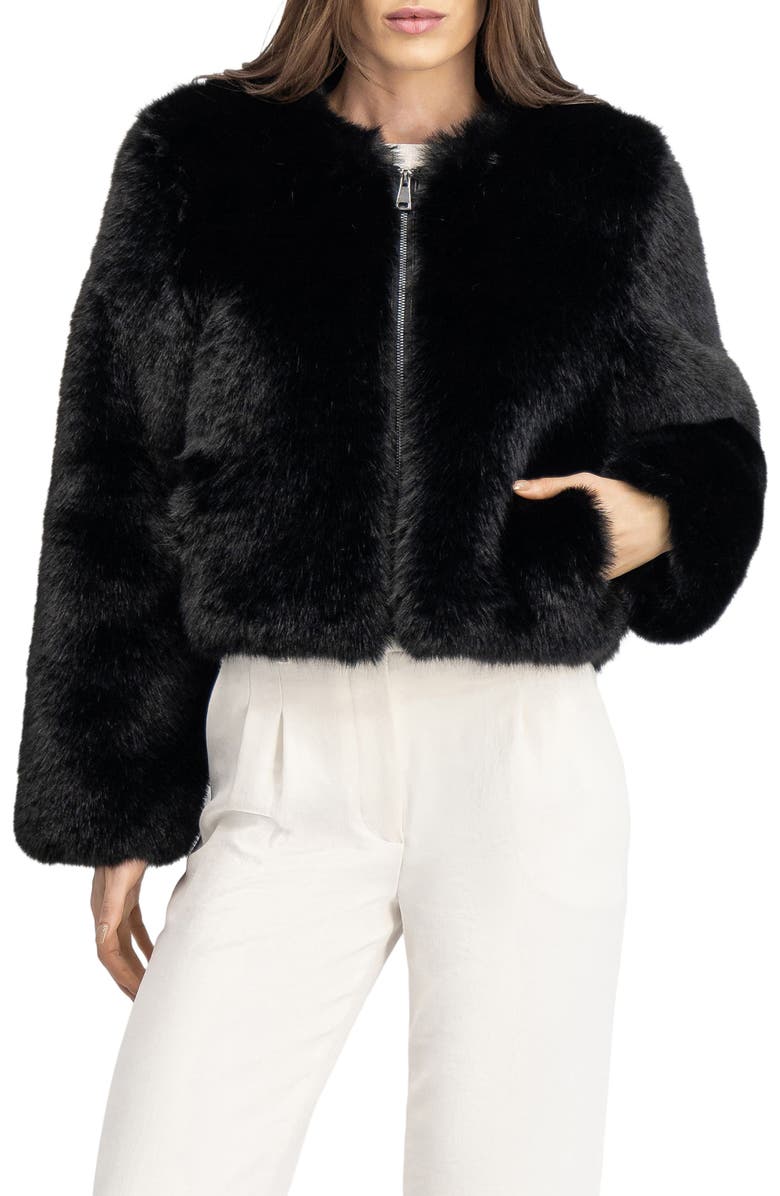 Lyla Grant Fur-Free Fox (Faux Fur) Bolero, Alternate, color, Black