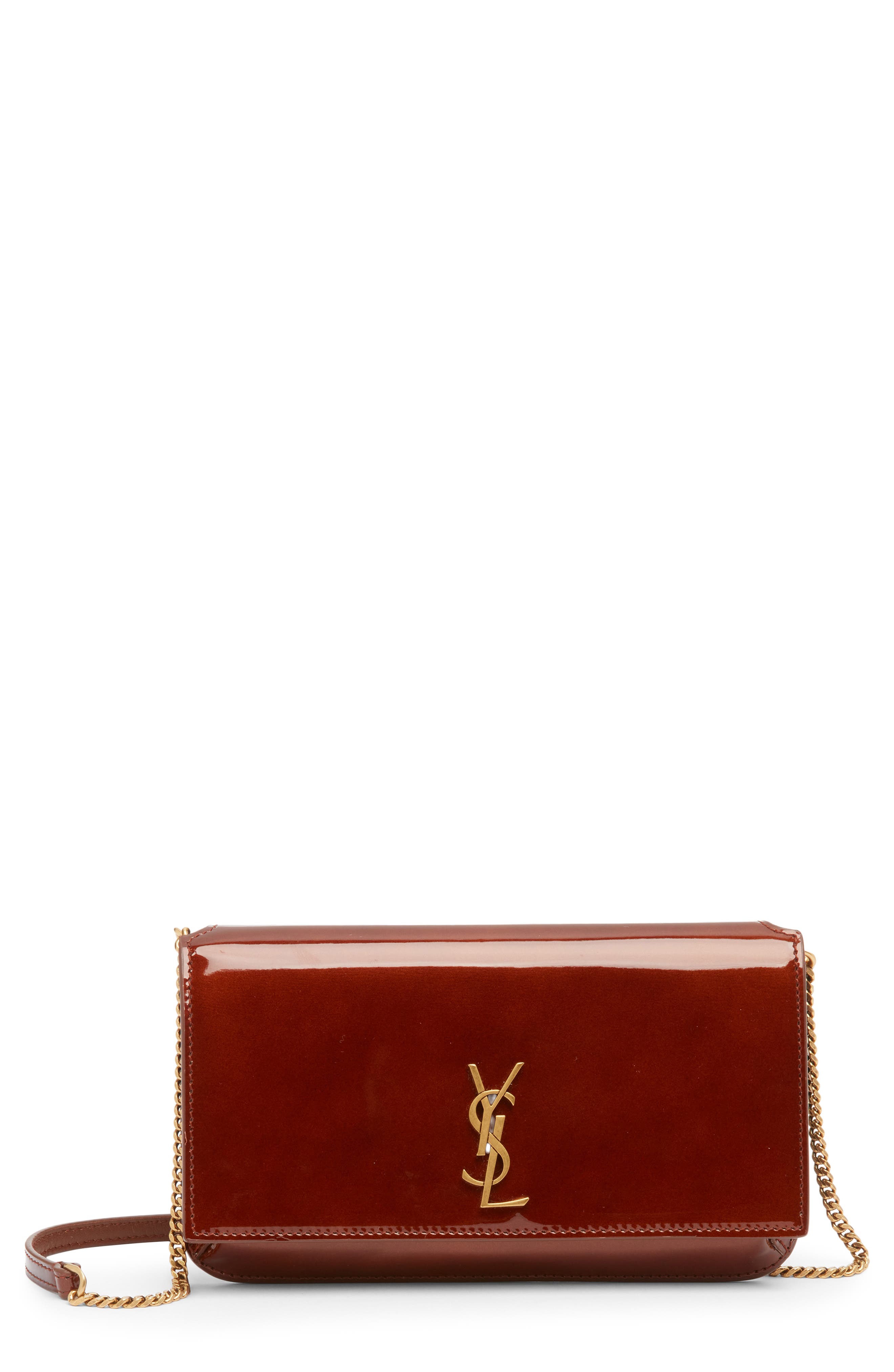 Saint Laurent Cassandre Patent Leather Phone Bag, Main, color, 