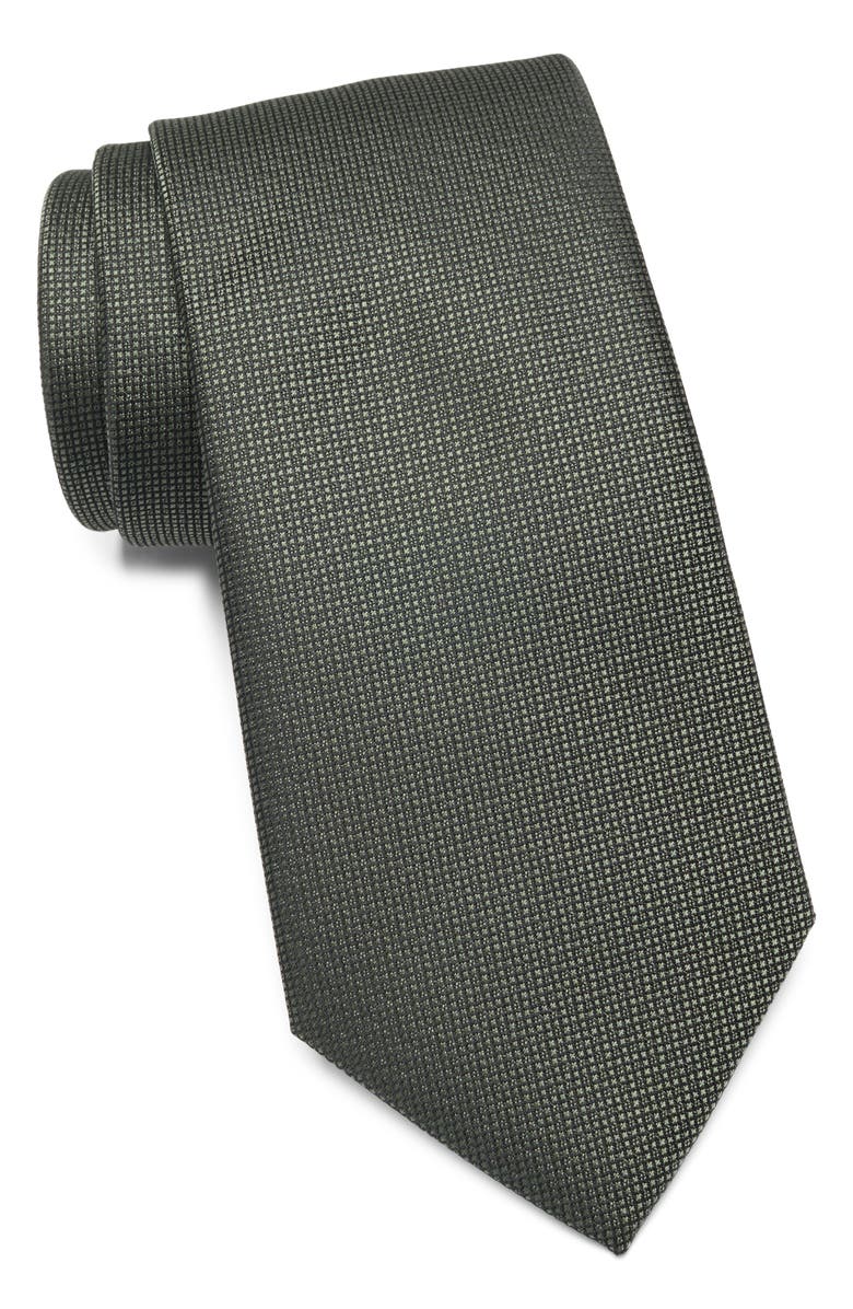 TOM BAINE Textured Box Satin Tie, Main, color, Green