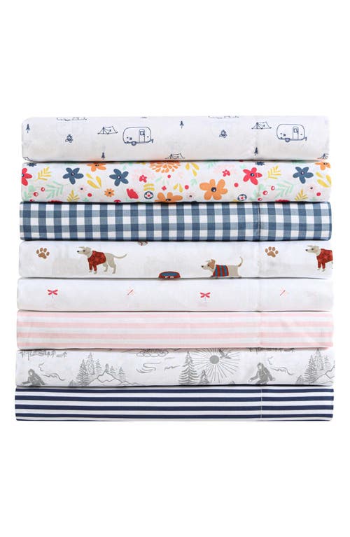 Eddie Bauer Big Foot Hiking Trip Microfiber Sheet Set In White/grey
