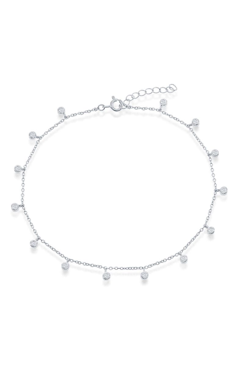SIMONA Bezel CZ Charms Anklet, Main, color, 