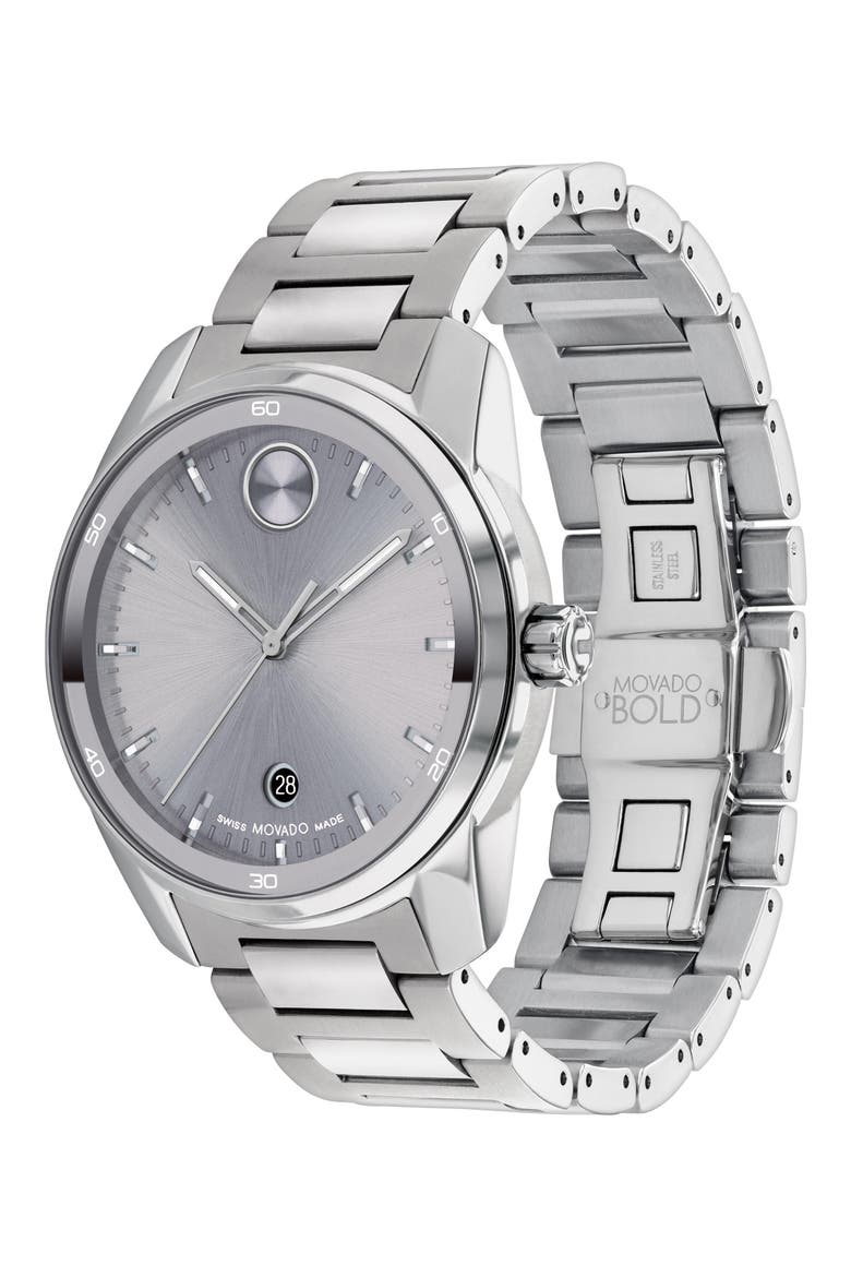 Bold Verso Bracelet Watch, 42mm, Alternate, color, GREY