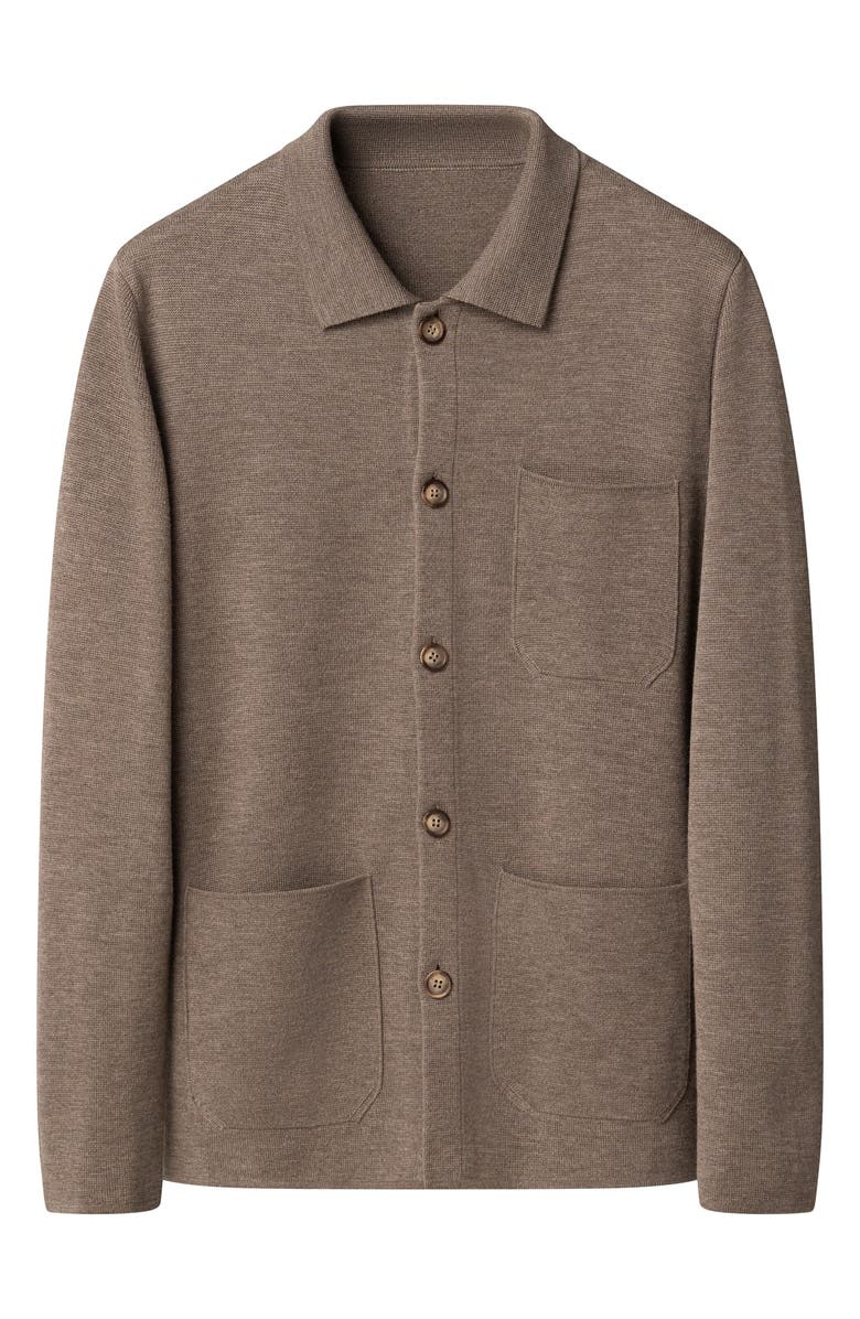 Eton Merino Wool Milano Knit Overshirt, Alternate, color, Light Beige