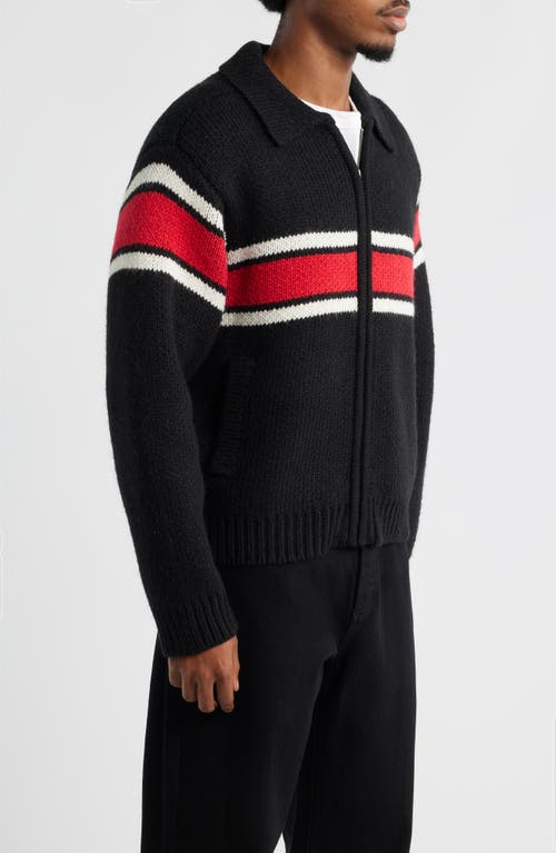 Obey Bernard Zip Cardigan In Black