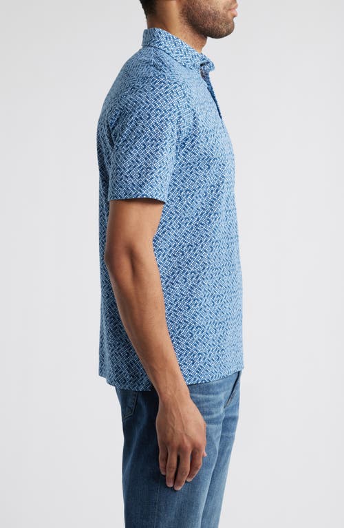 Stone Rose Sun Faded Performance Jersey Polo In Dark Denim