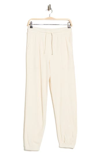 Yogalicious Brushed Waffle Knit Joggers In Neutral