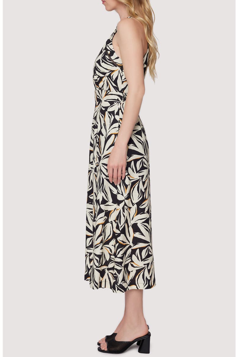 Genevieve Ladder Stitch Midi Dress, Alternate, color, BLACK-CREAM