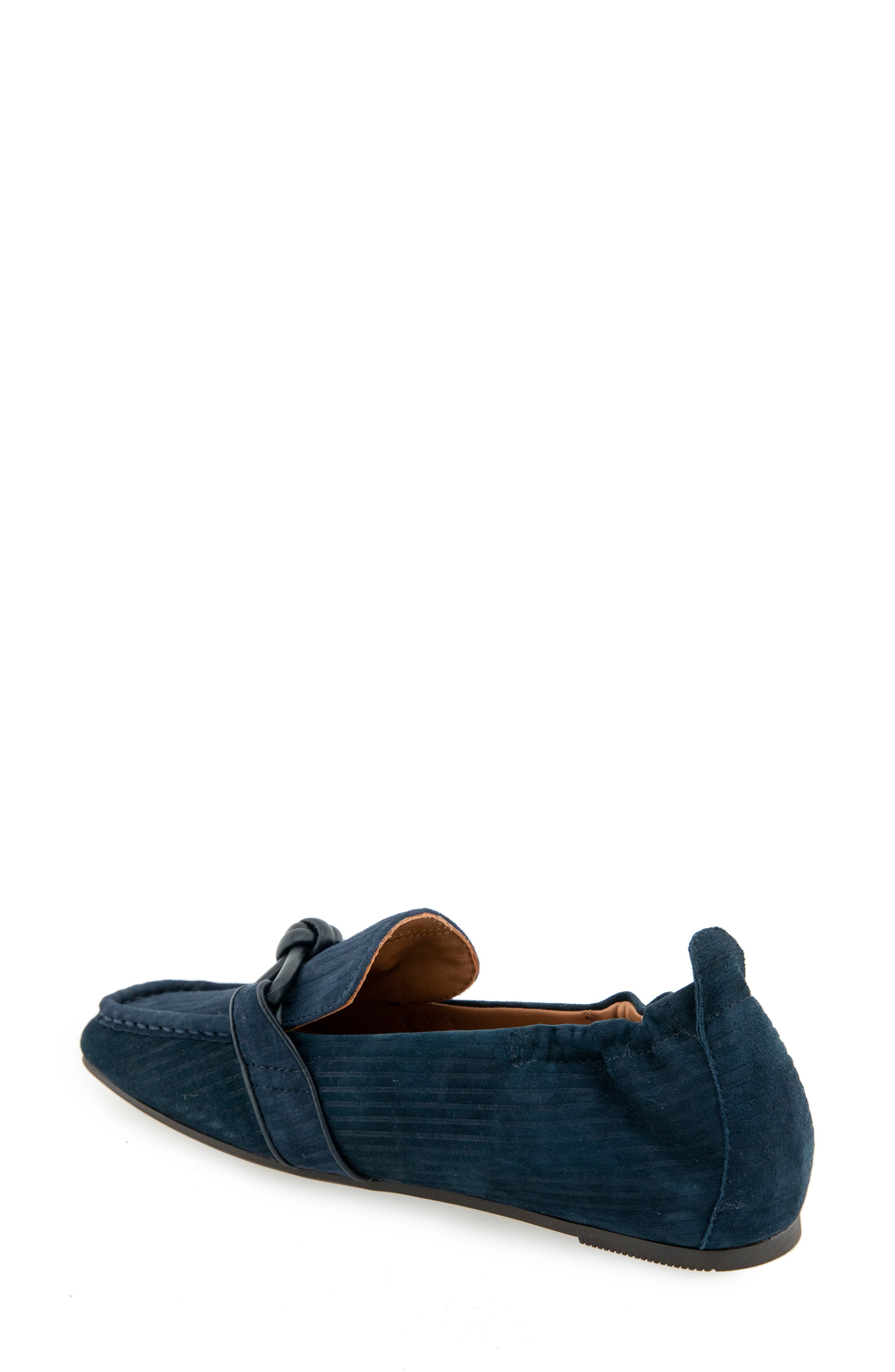 Sophie Knot Leather Loafer, Alternate, color, NAVY RIBB SUEDE