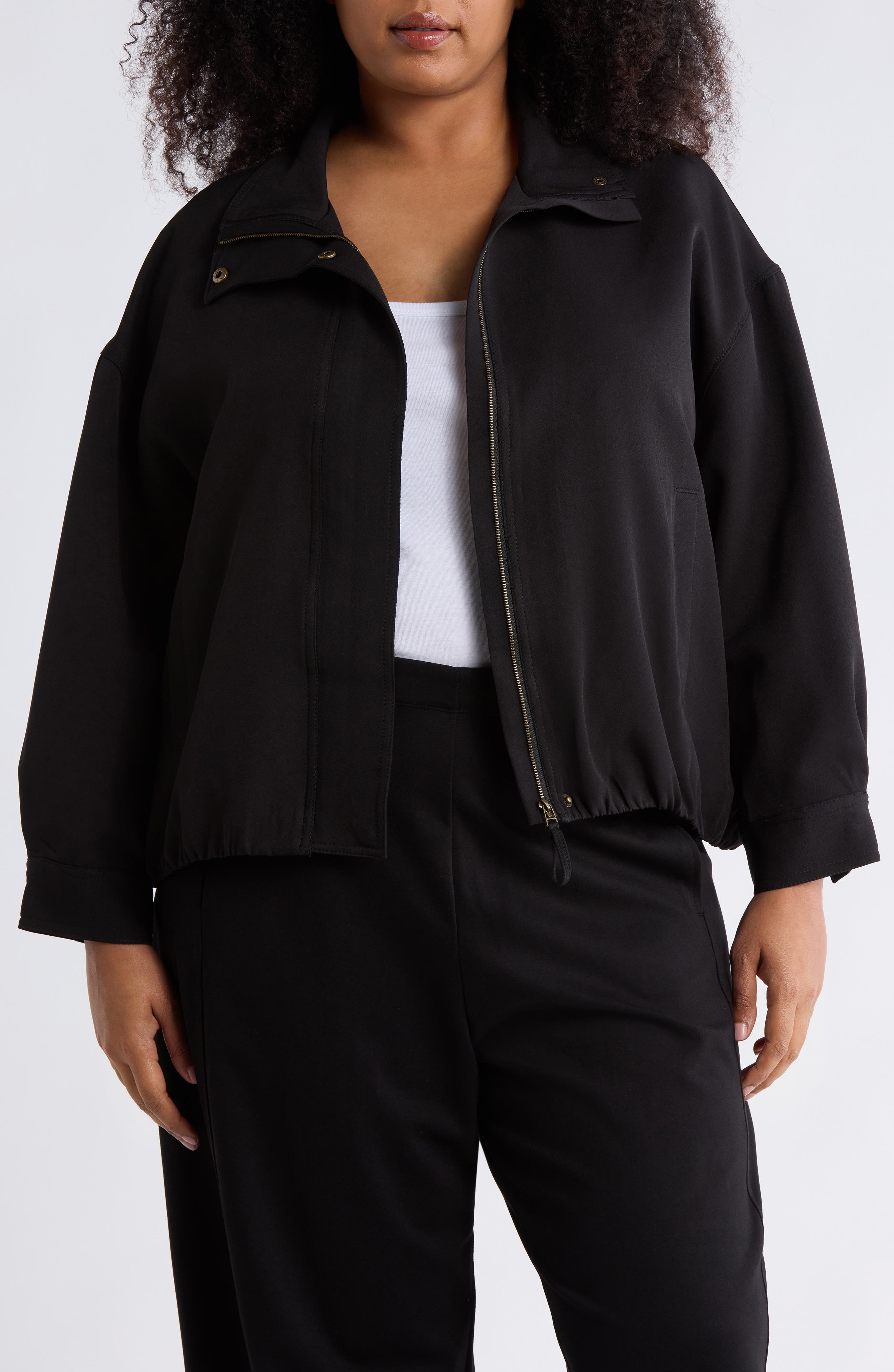 MAX STUDIO Bubble Hem Bomber Jacket